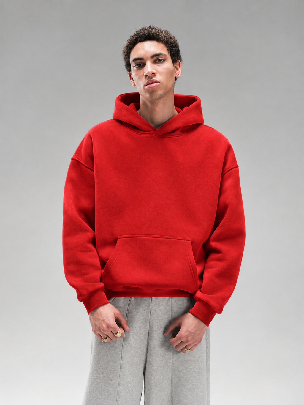 Red Hoodie Oversized Fit