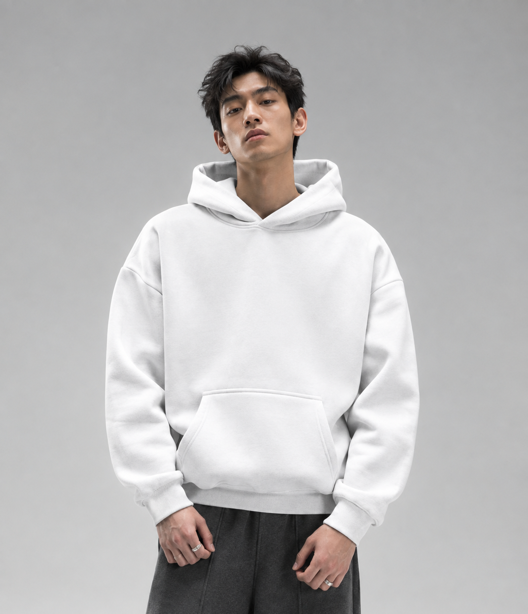 White Hoodie Oversized Fit